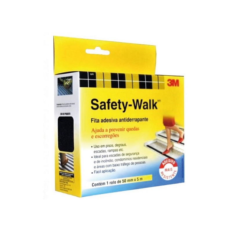 Fita Antiderrapante 50mm x 5m Safety Walk Preta 3M do Brasil